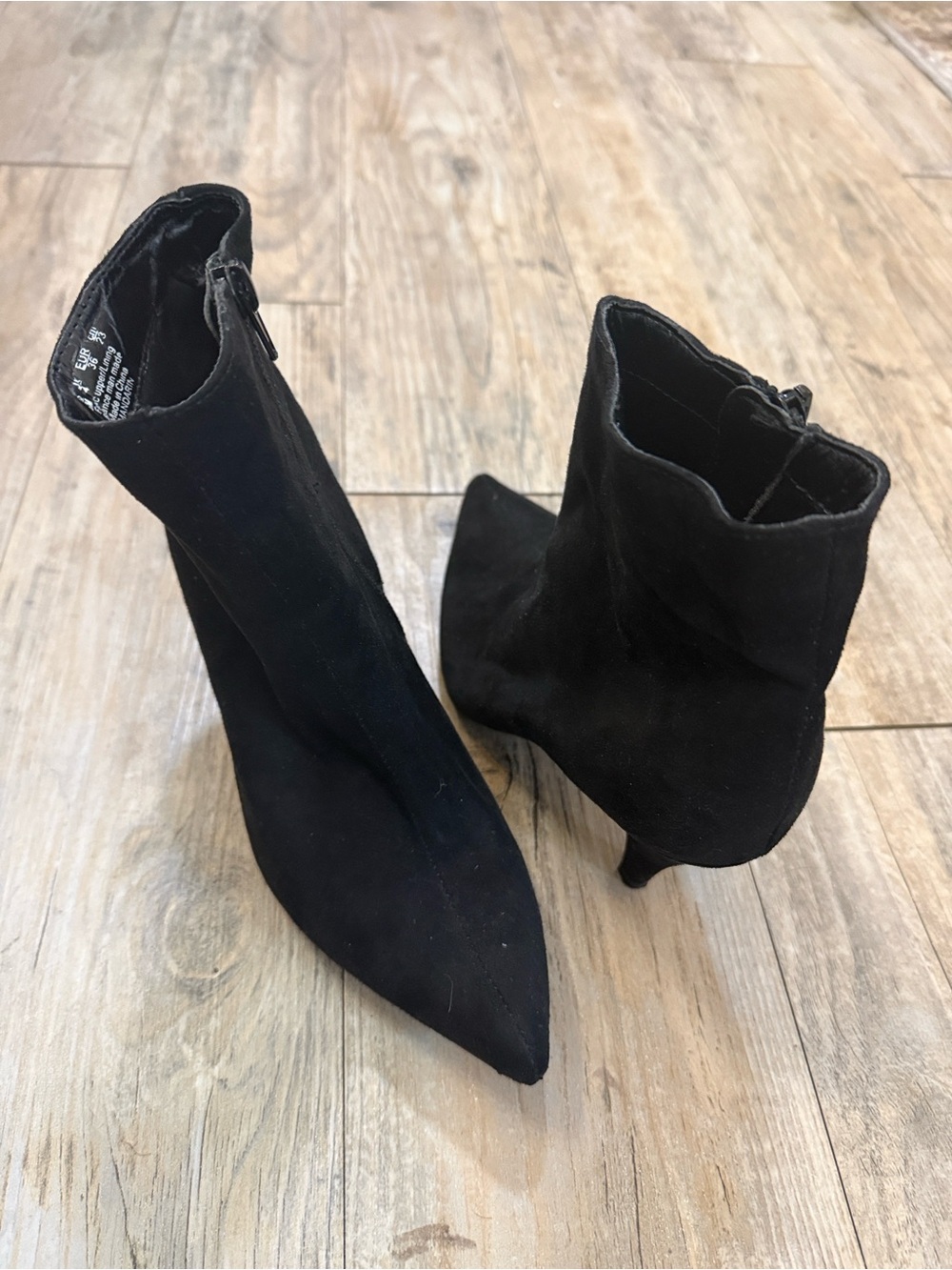 Black Pointed-Toe Suede Ankle Boots